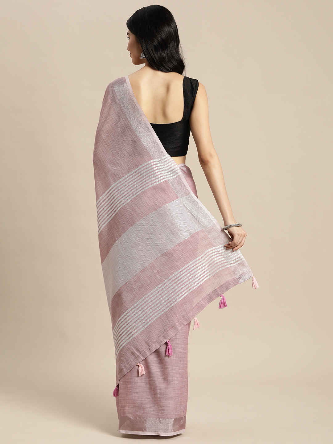 Anaita Purple Linen Saree With Blouse