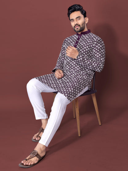 Neera Trendz Purple Soft Silk Embroidered Men's Kurta Pyjama