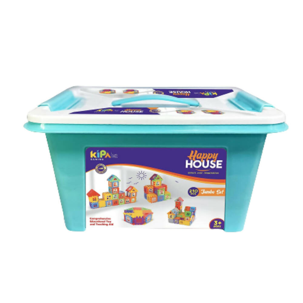 Kipa 210 Pieces Multi Colored Mega Jumbo Happy Home House Building Block with Attractive Windows and Smooth Rounded Edges Game with Storage Container
