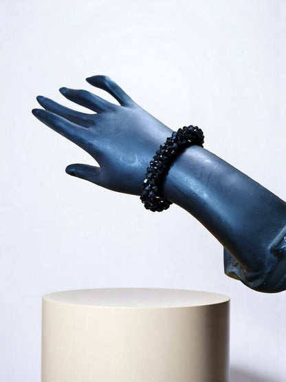 Inhanns Unisex Crystal Bloom – Adjustable Crystal Bead Bracelets - Black