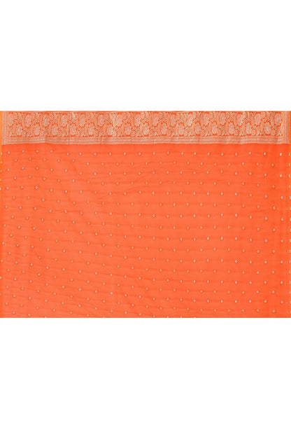 Joban Fashion Orange Banarasi Soft Pure Handloom Banarasi Silk Saree