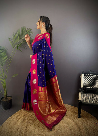 Joban Fashion Maroon Butti Banarasi Silk Sarees