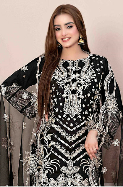 Anaita Black Faux Georgette Stitched Suit with Embroidery Work