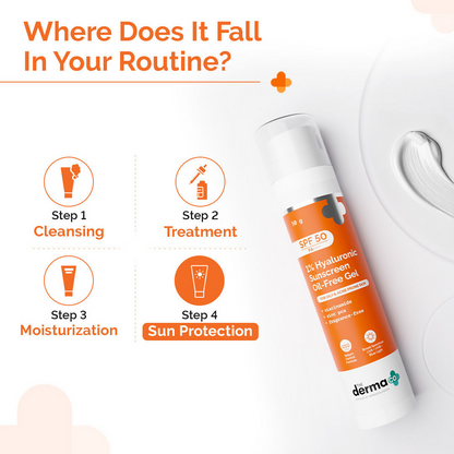 The derma co 1% Hyaluronic sunscreen oil free gel with SPF 50 & PA++++