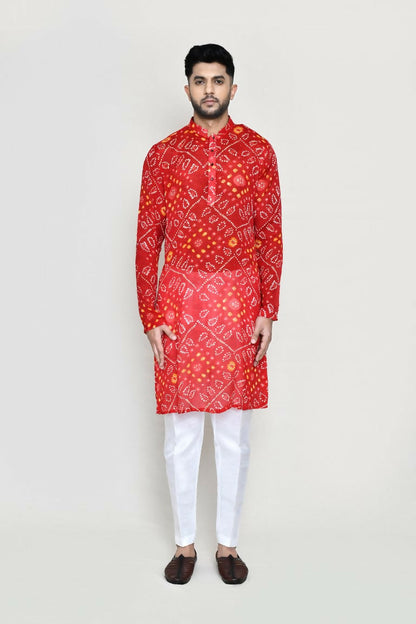 Joban Fashion Red Colored Georgette Fabric Kurta With Straight Fit Pant