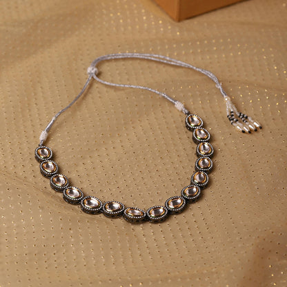 Silver-Toned Brass Rhodium-Plated Necklace - Ruby Raang