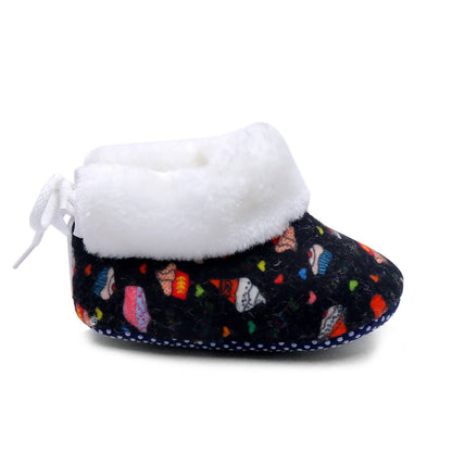 Tiny Bugs Unisex Printed Winter Booties - Black