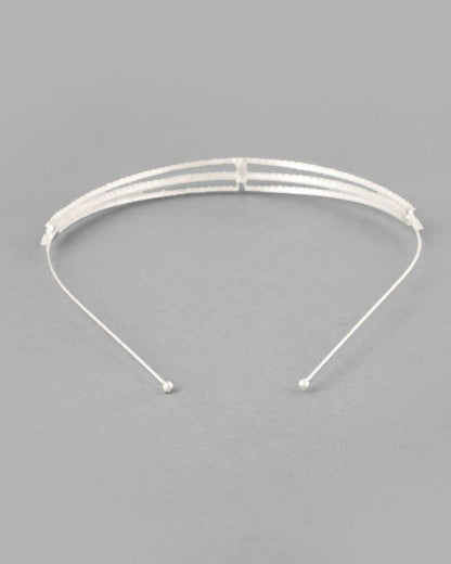 VOJ Silver Plated AD Stone Studded Hair Band