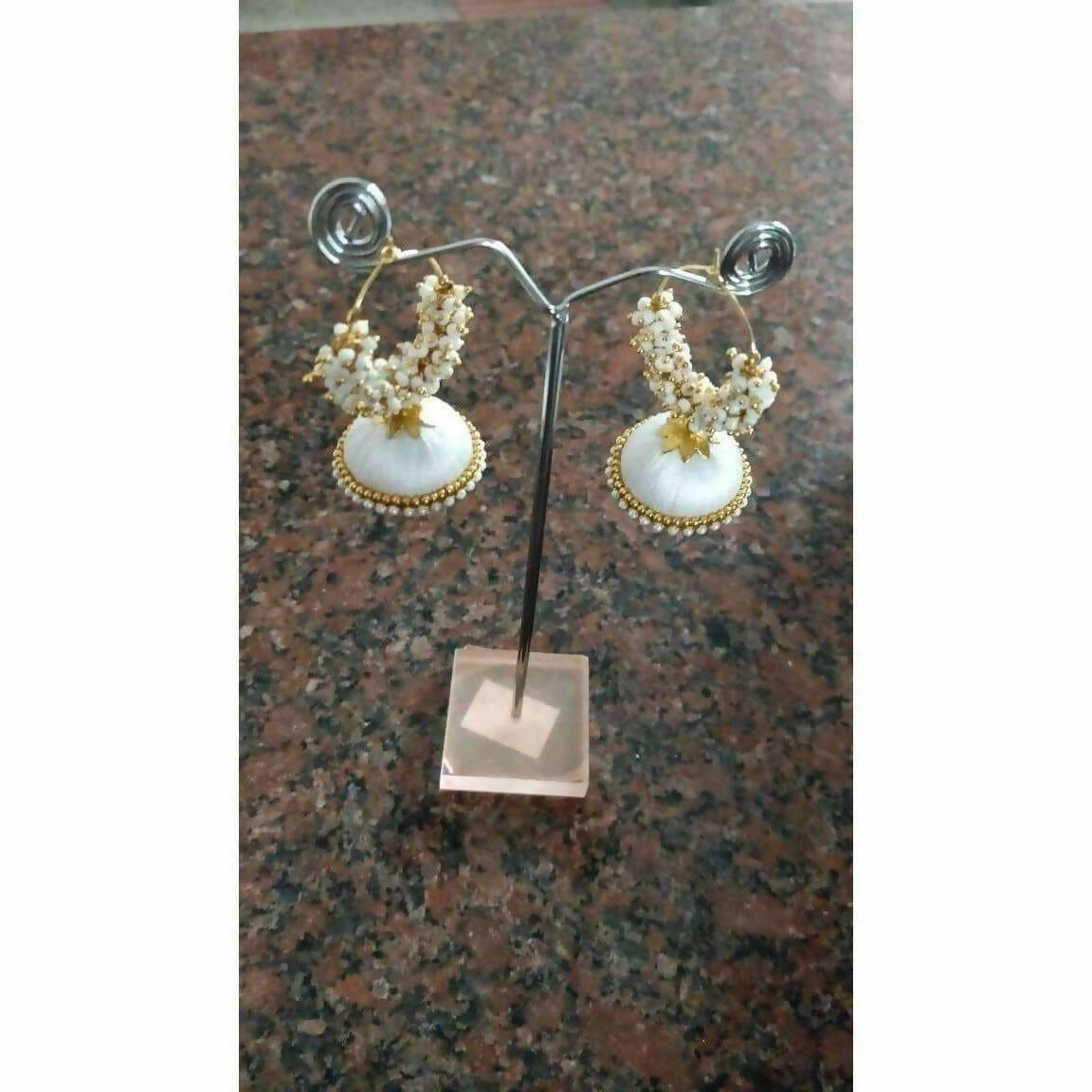 White & golden Bead Jumka
