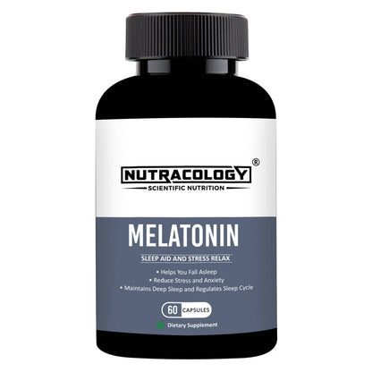 Nutracology Melatonin 3 mg Sleep Aid and Stress Relax Sleeping Aid Capsules