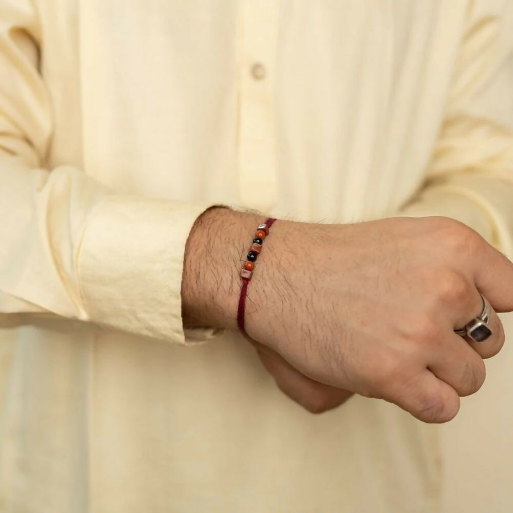 Indianvibez Bodh Grounded Resilience Real Crystal Stone Rakhi With Authenticity Certificate