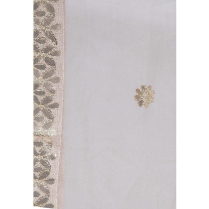 A R Silk Women's Gotta Patti Embroidery Orgenza Cotton White Dupattas and Chunnis