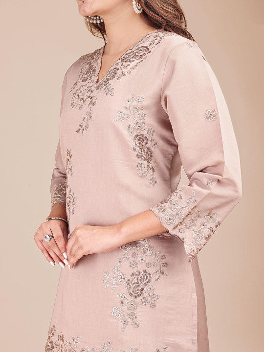 Tikhi Imli Embroidered V-Neck Tunic With Trousers Co-Ords