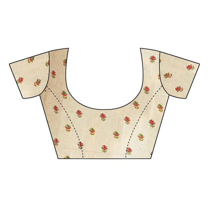 Vamika Printed Jute Silk Brown Saree (Rishika Chiku)