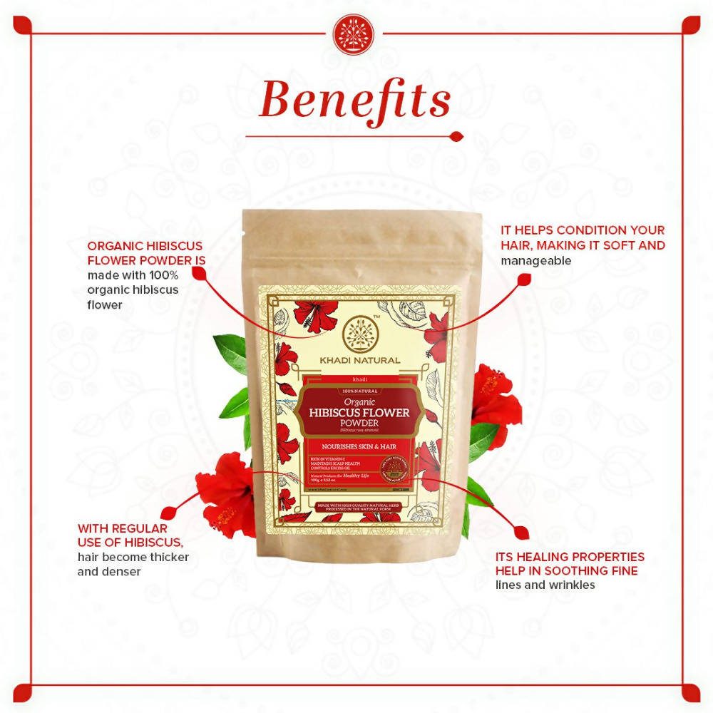 Khadi Natural Organic Hibiscus Flower Powder - 100 gm