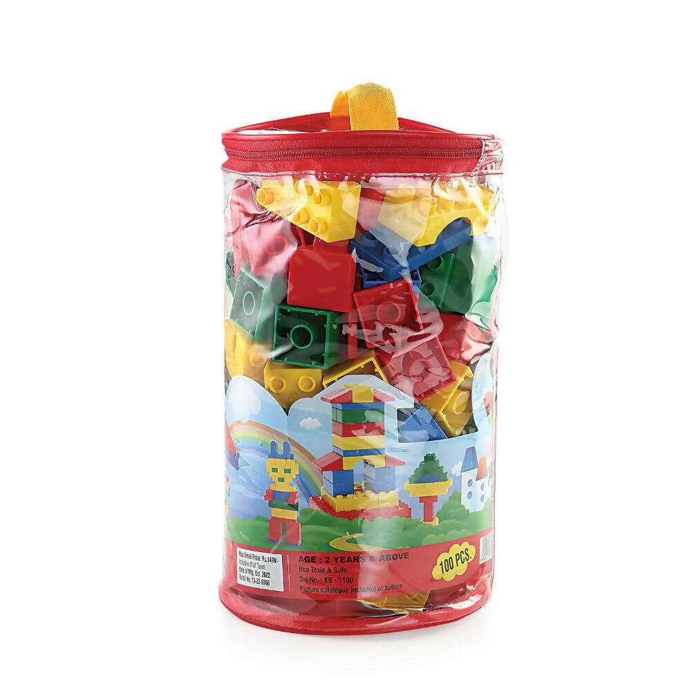 Peacock Learning & Educational Building Interlocking Blocks Set For Kids - 100 Pcs
