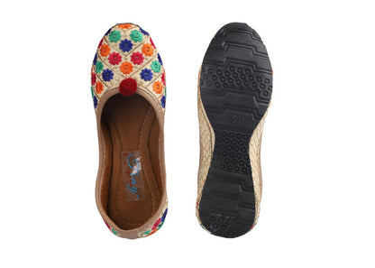 Tiny Bugs Girls Ethnic Floral Embroidered Juttis - Multi