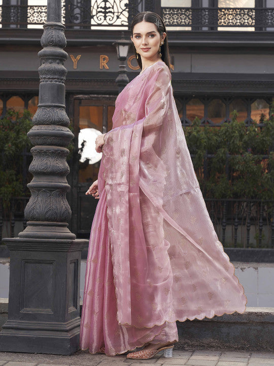 Tikhi Imli Embellished Mukaish Poly Chiffon Saree
