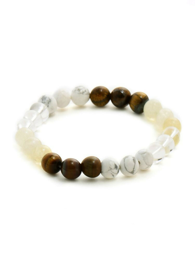 Clear Quartz and Tiger Eye Multicoloured Cyrstal Beads bracelet - Ruby Raang