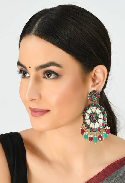 Mominos Fashion Johar Kamal Traditional Kundan & Pearls Earrings