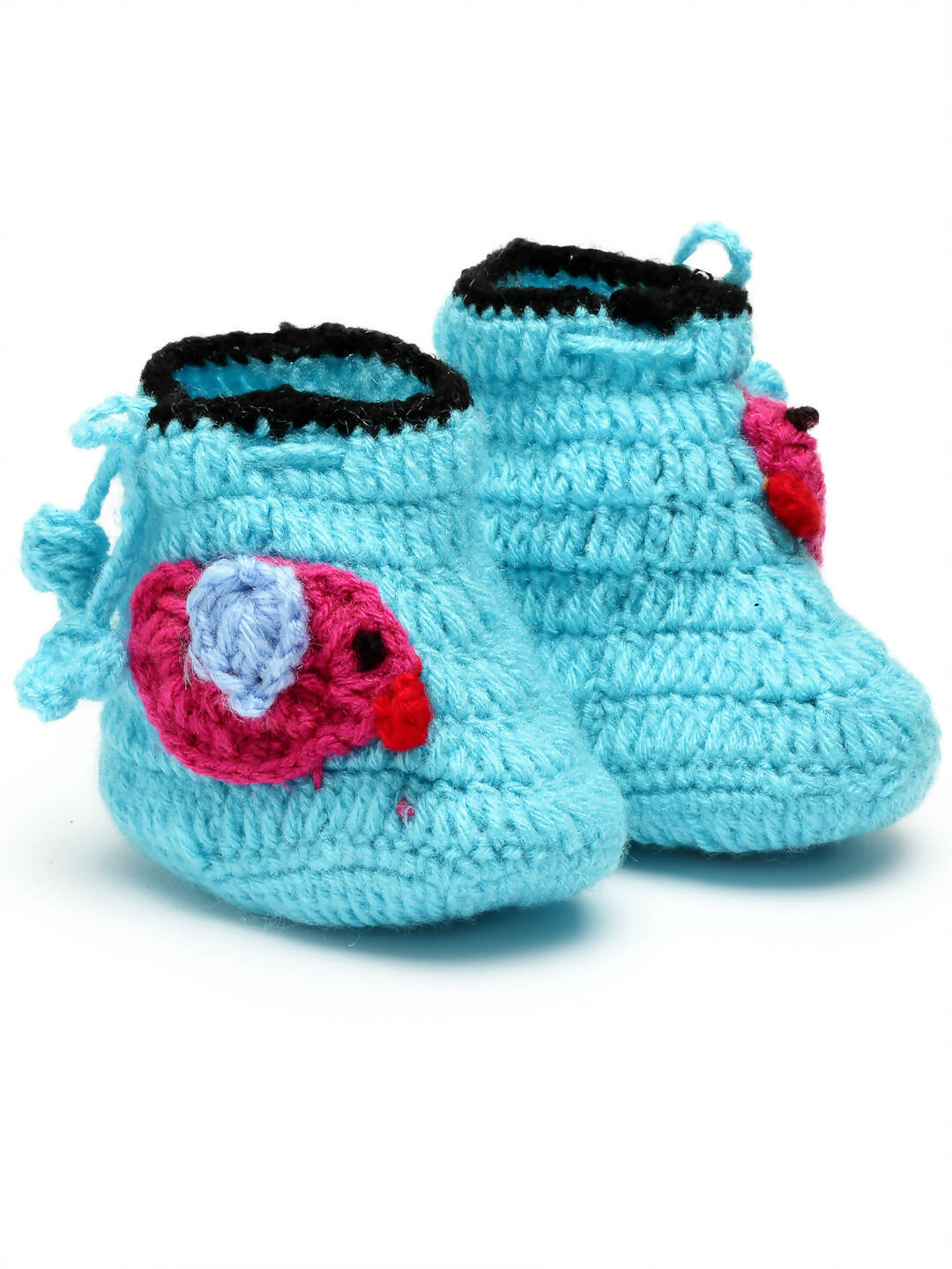 Chutput Kids Woollen Hand Knitted Bird Detailed Booties - Blue