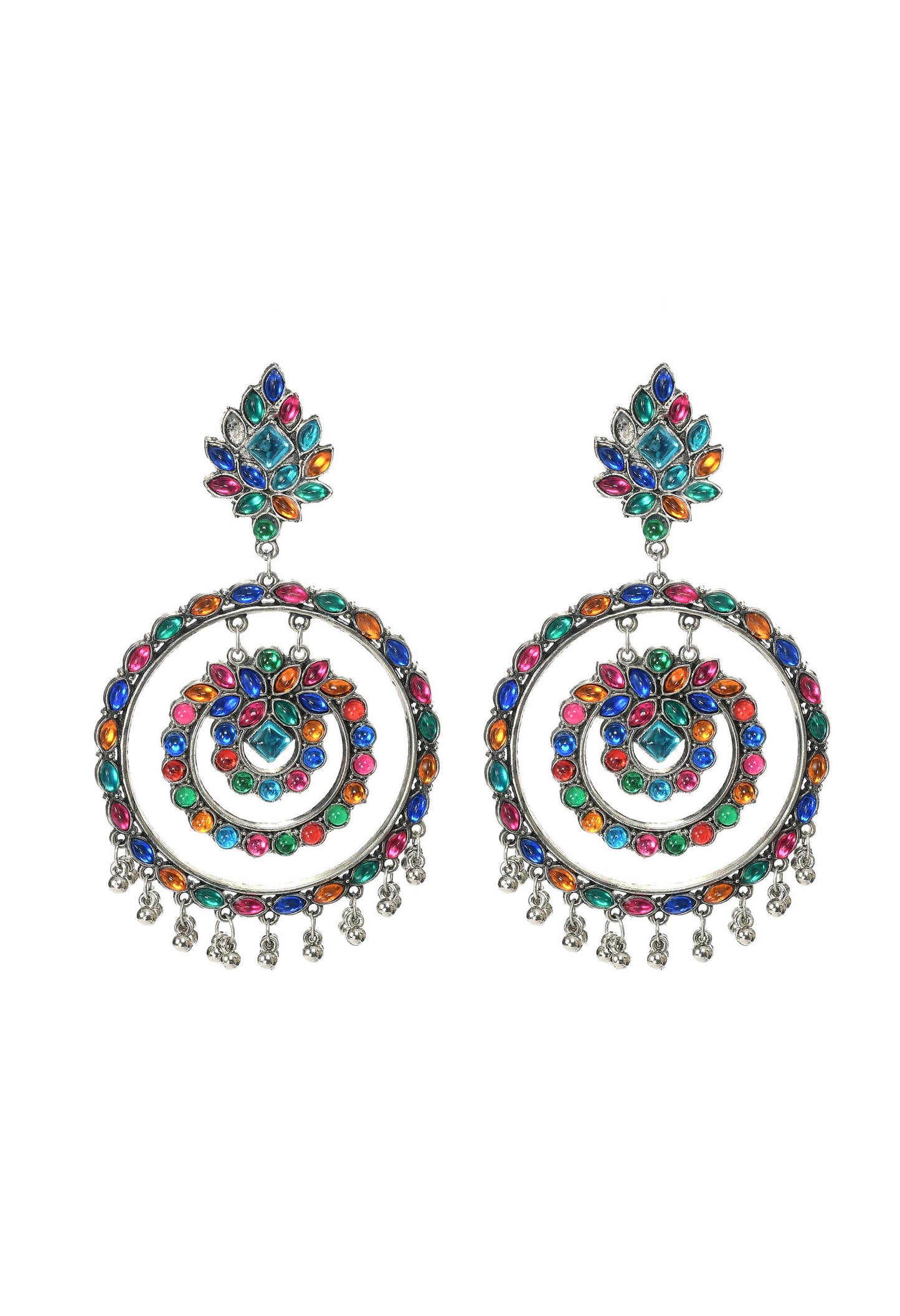 Mominos Fashion Johar Kamal Women's Multi Colour Kundan Circles Earrings