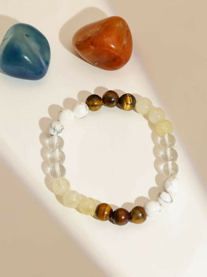 Clear Quartz and Tiger Eye Multicoloured Cyrstal Beads bracelet - Ruby Raang