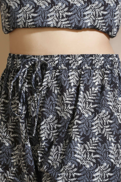 Breathables Abstract Cotton Co-Ord Set – Black