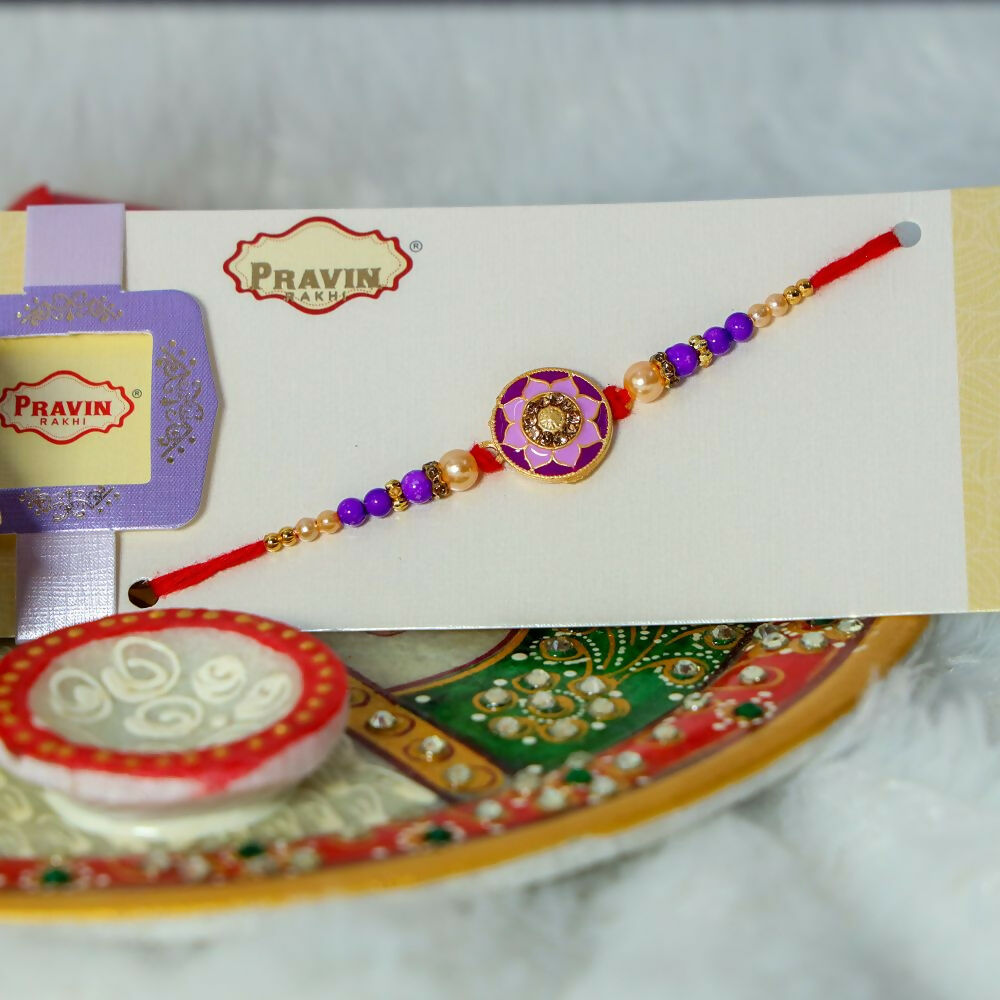 Indianvibez Meenakari Work With Stone Fancy Desginer Rakhi