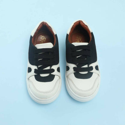 Tiny Bugs Boys Lace Up Casual Shoes - White & Black