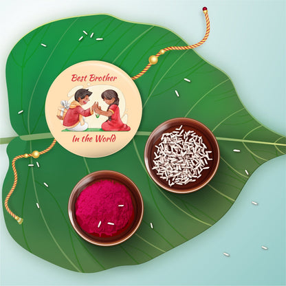 Indianvibez Best Brother in the World Metal Rakhi with Fridge Magnet - Kids Rakhi