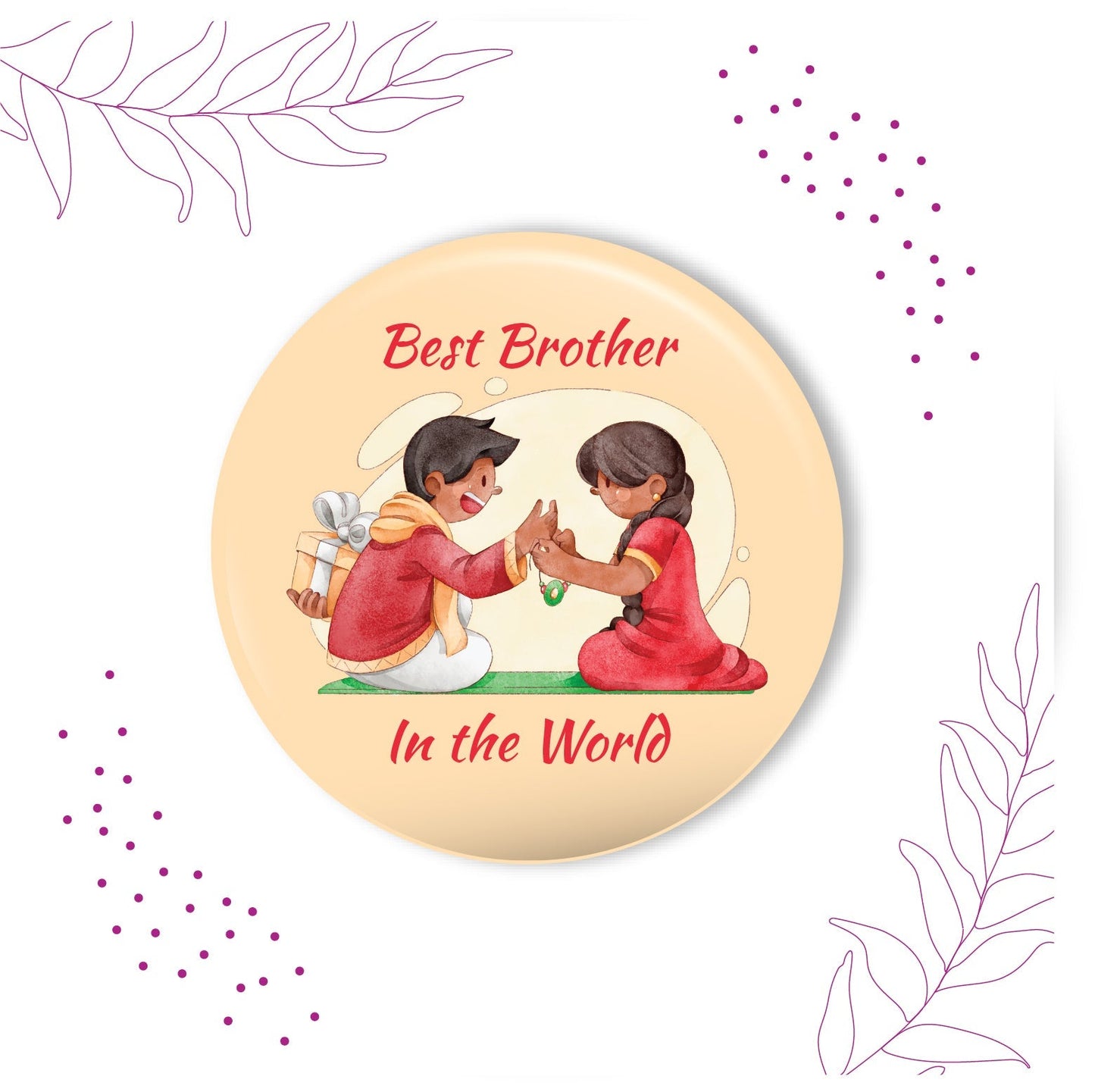 Indianvibez Best Brother in the World Metal Rakhi with Fridge Magnet - Kids Rakhi