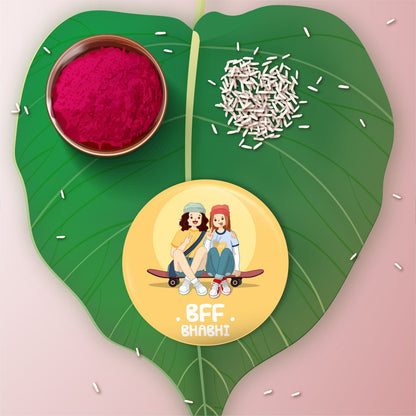 Indianvibez Bff Bhabhi Metal Rakhi/Lumba with Fridge Magnet - Kids Rakhi