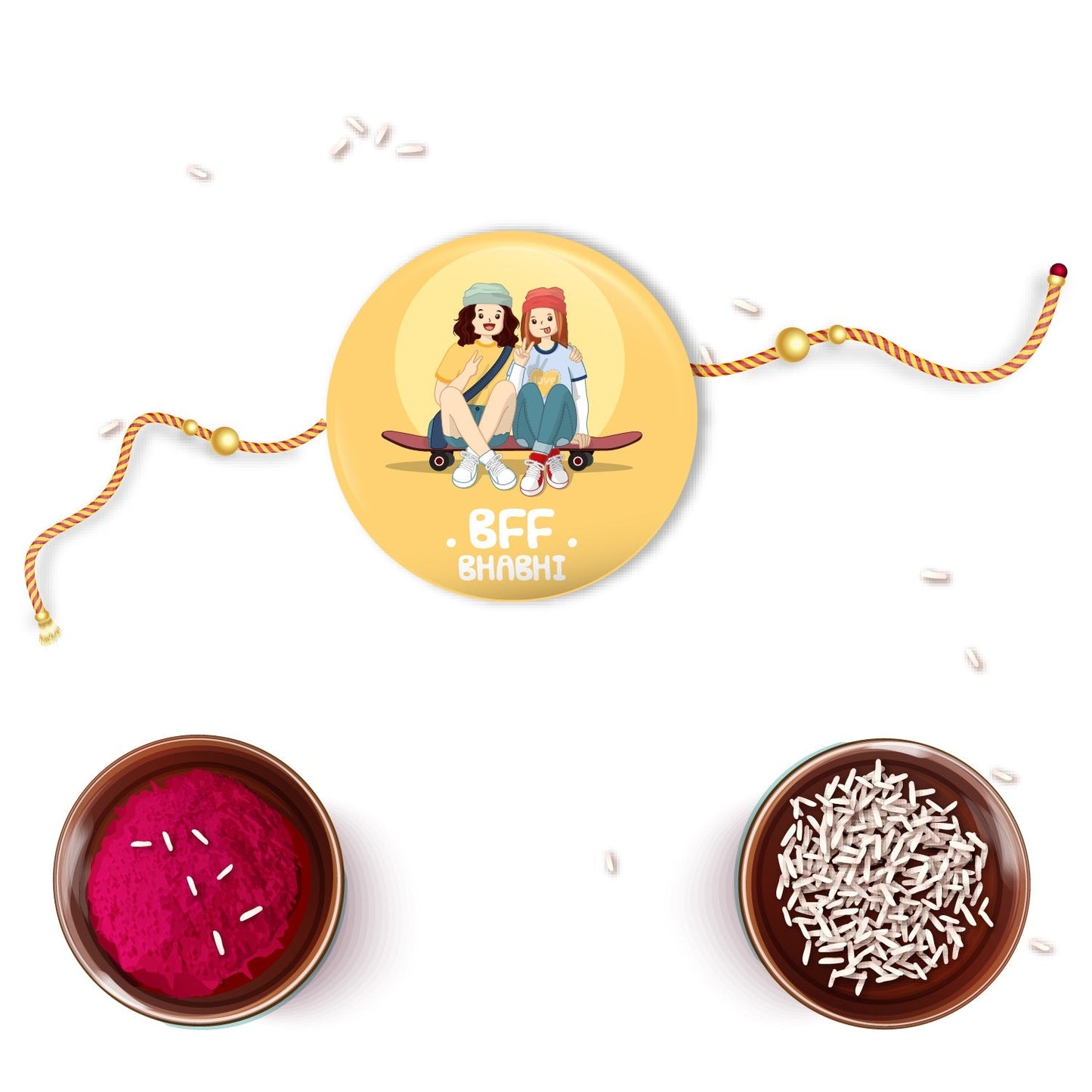 Indianvibez Bff Bhabhi Metal Rakhi/Lumba with Fridge Magnet - Kids Rakhi