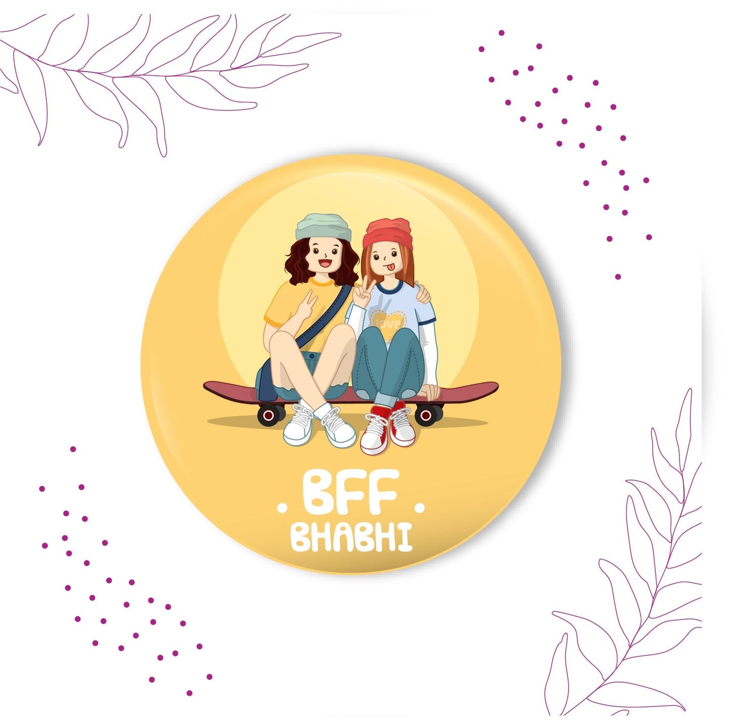 Indianvibez Bff Bhabhi Metal Rakhi/Lumba with Fridge Magnet - Kids Rakhi