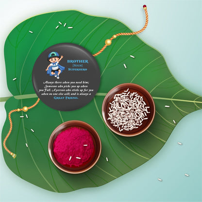 Indianvibez Brother is Superhero Metal Rakhi with Fridge Magnet - Kids Rakhi