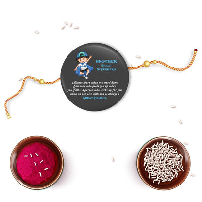 Indianvibez Brother is Superhero Metal Rakhi with Fridge Magnet - Kids Rakhi
