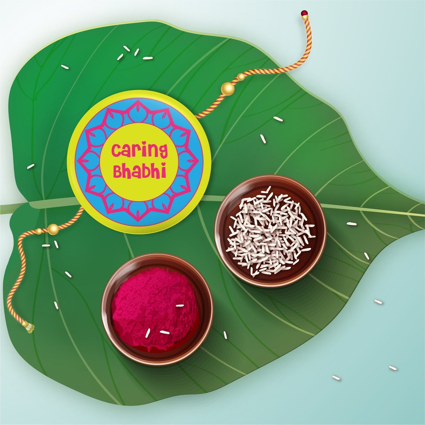 Indianvibez Caring Bhabhi Metal Rakhi/Lumba with Fridge Magnet - Kids Rakhi