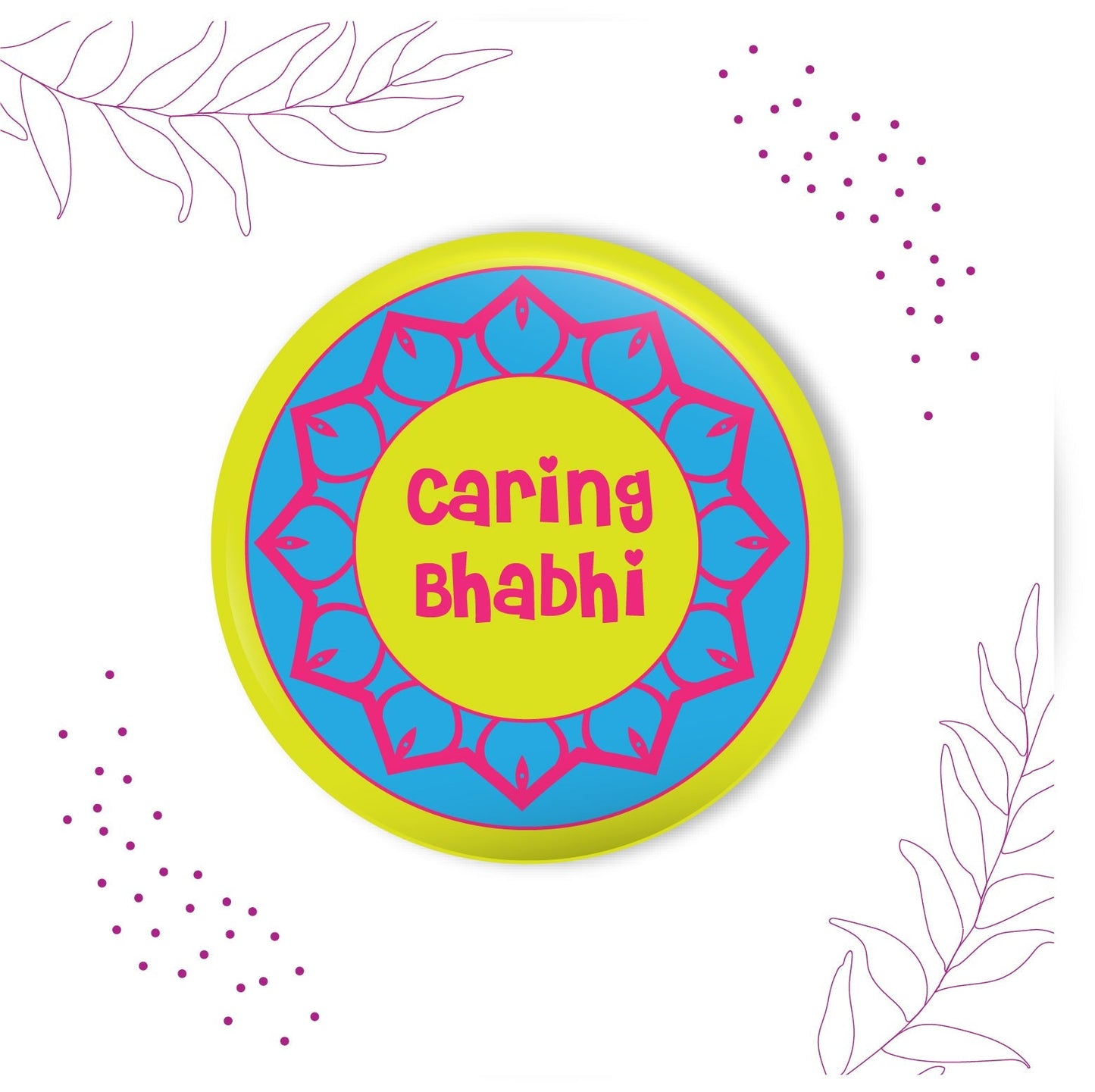 Indianvibez Caring Bhabhi Metal Rakhi/Lumba with Fridge Magnet - Kids Rakhi