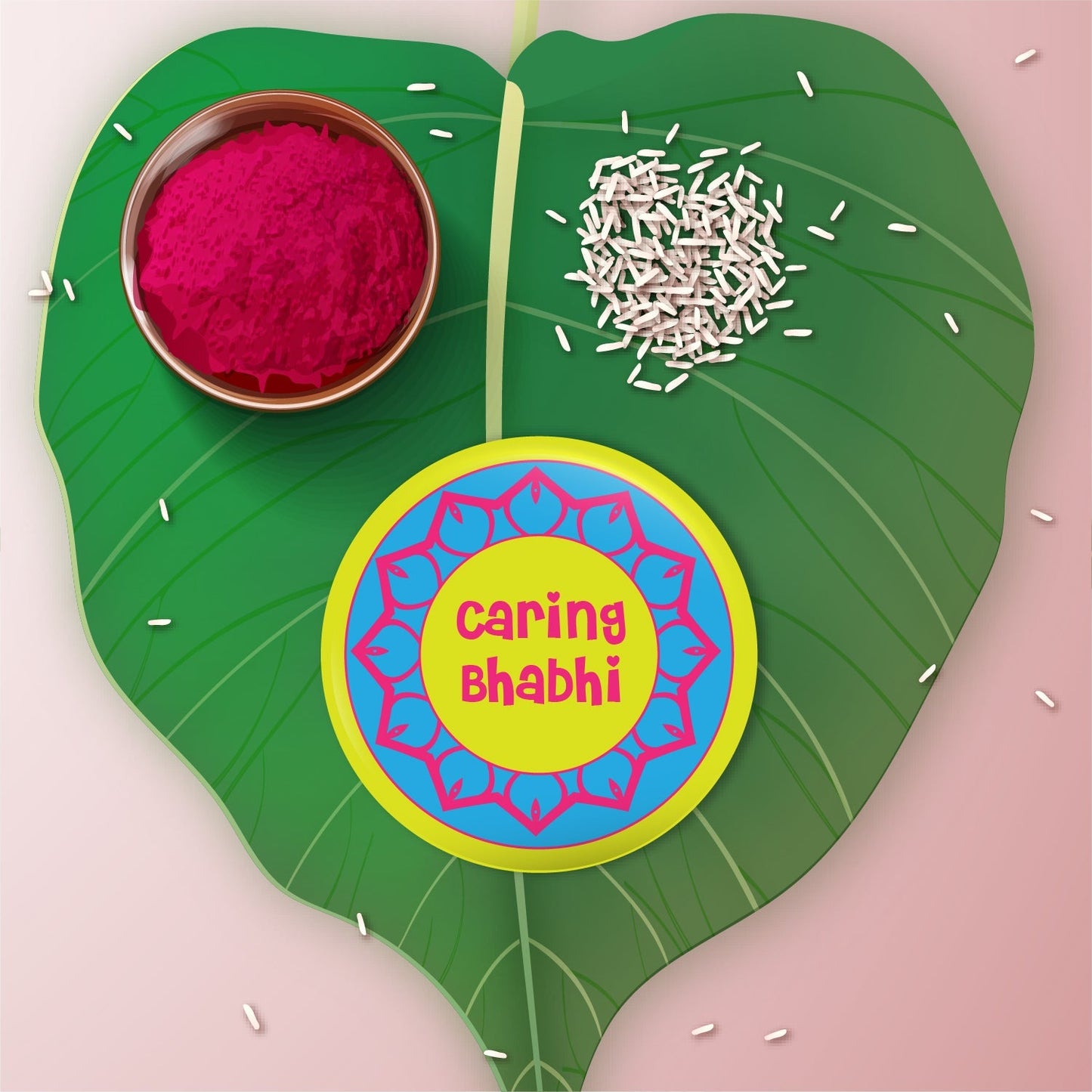 Indianvibez Caring Bhabhi Metal Rakhi/Lumba with Fridge Magnet - Kids Rakhi