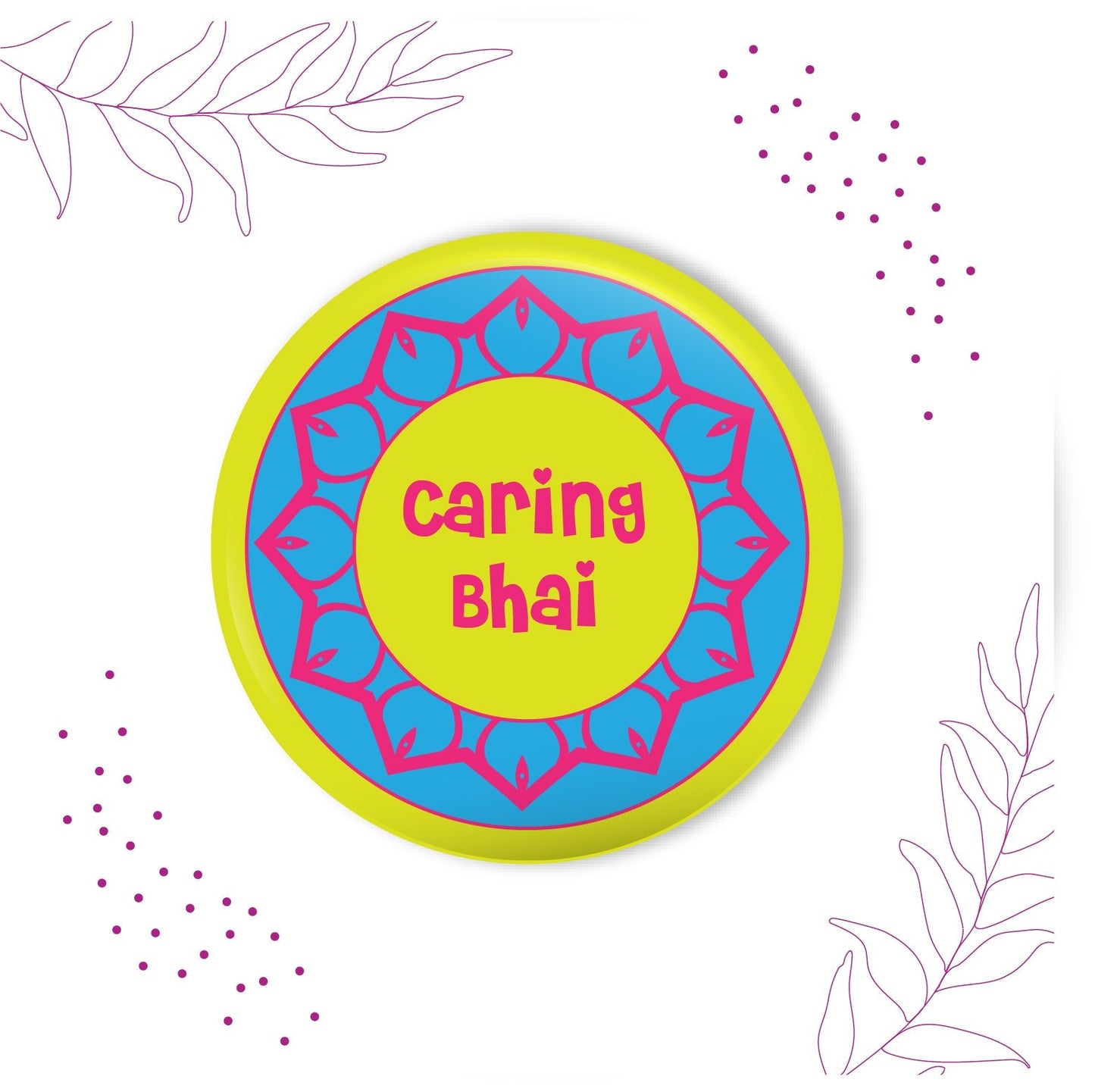 Indianvibez Caring Bhai Metal Rakhi with Fridge Magnet - Kids Rakhi