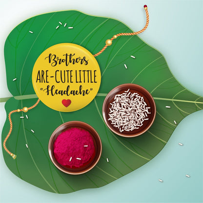 Indianvibez Brothers are Cute Little Headache Metal Rakhi with Fridge Magnet - Kids Rakhi