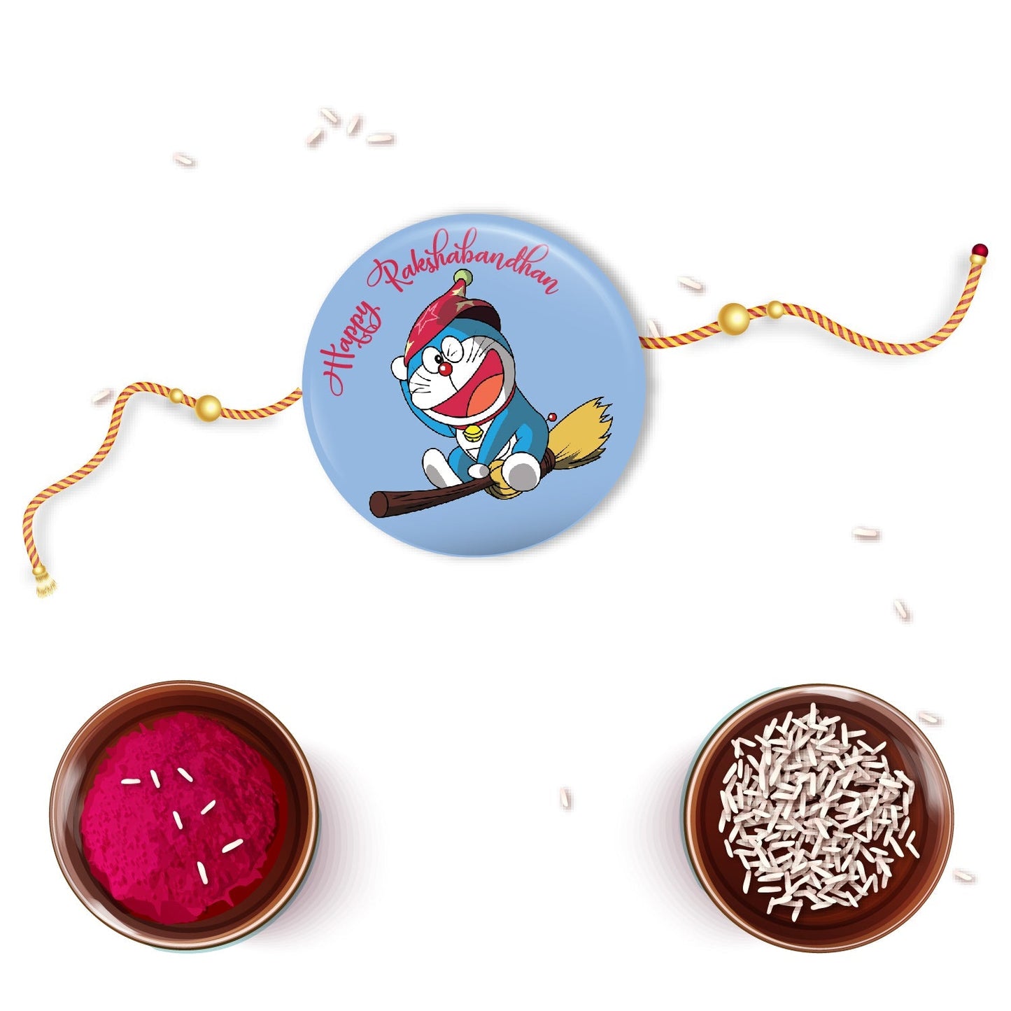 Indianvibez Doraemon Metal Rakhi with Fridge Magnet - Kids Rakhi