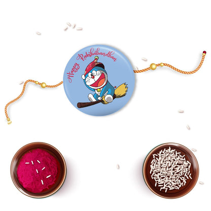 Indianvibez Doraemon Metal Rakhi with Fridge Magnet - Kids Rakhi