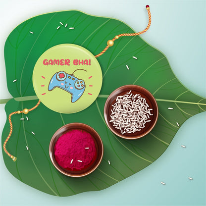 Indianvibez Gamer Bhai Metal Rakhi with Fridge Magnet - Kids Rakhi