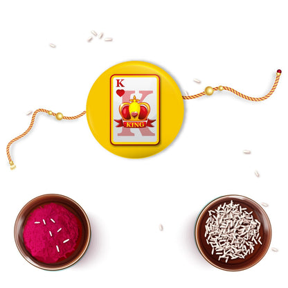Indianvibez King Bhai Metal Rakhi with Fridge Magnet - Kids Rakhi