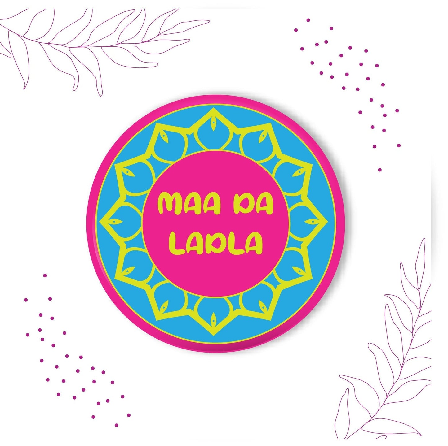 Indianvibez Maa Da Ladla Metal Rakhi with Fridge Magnet - Kids Rakhi