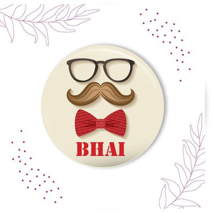 Indianvibez Moustache Bhai Metal Rakhi with Fridge Magnet - Kids Rakhi