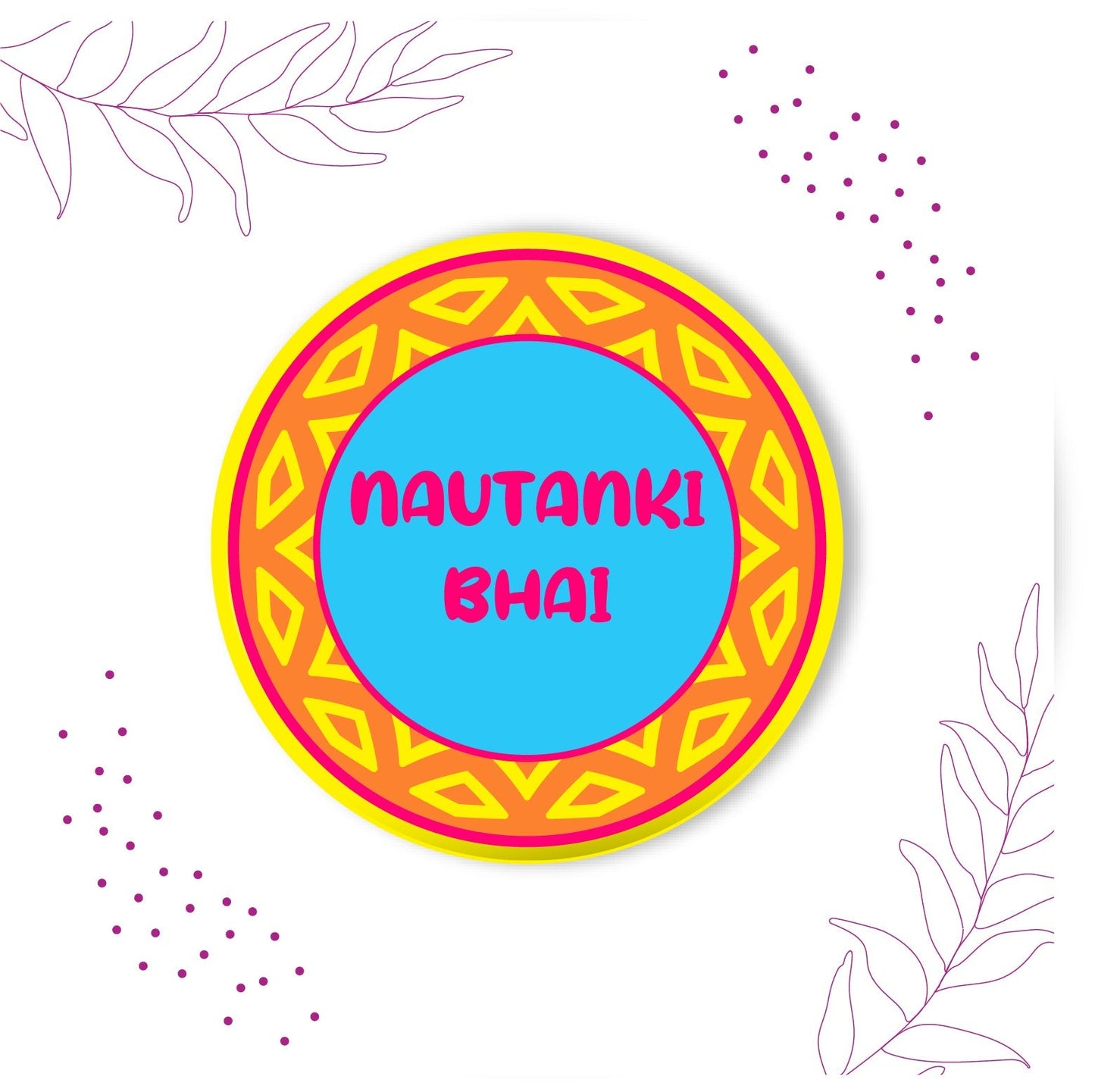 Indianvibez Nautanki Bhai Metal Rakhi with Fridge Magnet - Kids Rakhi