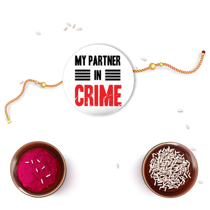 Indianvibez Partner in Crime Metal Rakhi with Fridge Magnet - Kids Rakhi